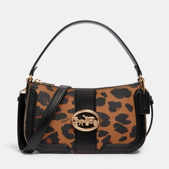 Coach Handbags - New💃Coach Georgie Baguette With Leopard Print